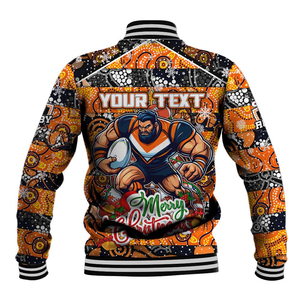 Custom Giants Rugby Merry Christmas Baseball Jacket Indigenous Australian Art