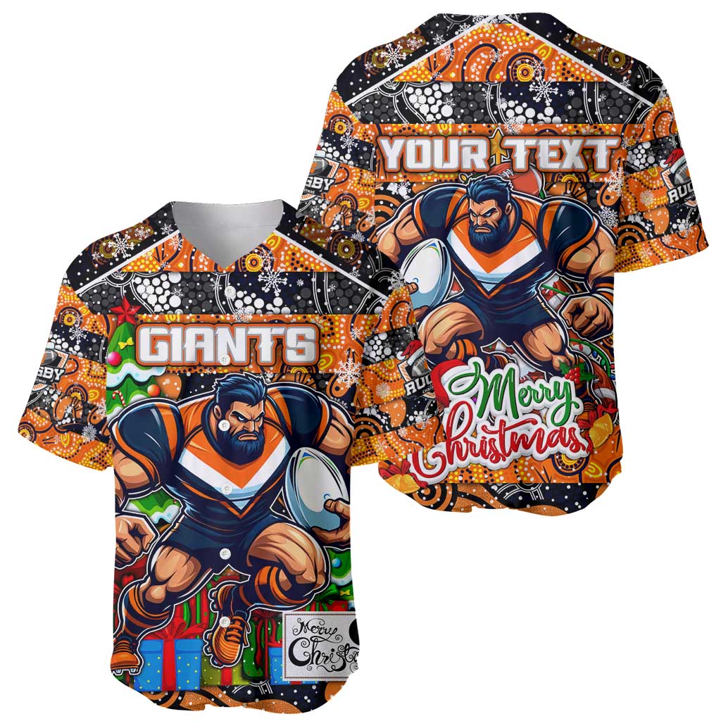 Custom Giants Rugby Merry Christmas Baseball Jersey Indigenous Australian Art