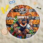 Giants Football Merry Christmas Beach Blanket Indigenous Australian Art