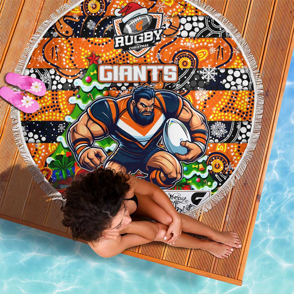 Giants Football Merry Christmas Beach Blanket Indigenous Australian Art