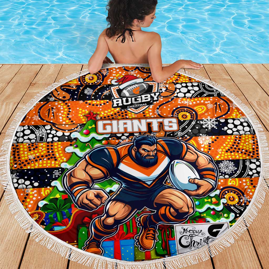 Giants Football Merry Christmas Beach Blanket Indigenous Australian Art
