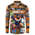 Custom Giants Rugby Merry Christmas Button Sweatshirt Indigenous Australian Art