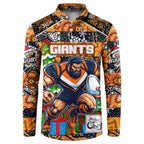 Custom Giants Rugby Merry Christmas Button Sweatshirt Indigenous Australian Art