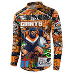 Custom Giants Rugby Merry Christmas Button Sweatshirt Indigenous Australian Art