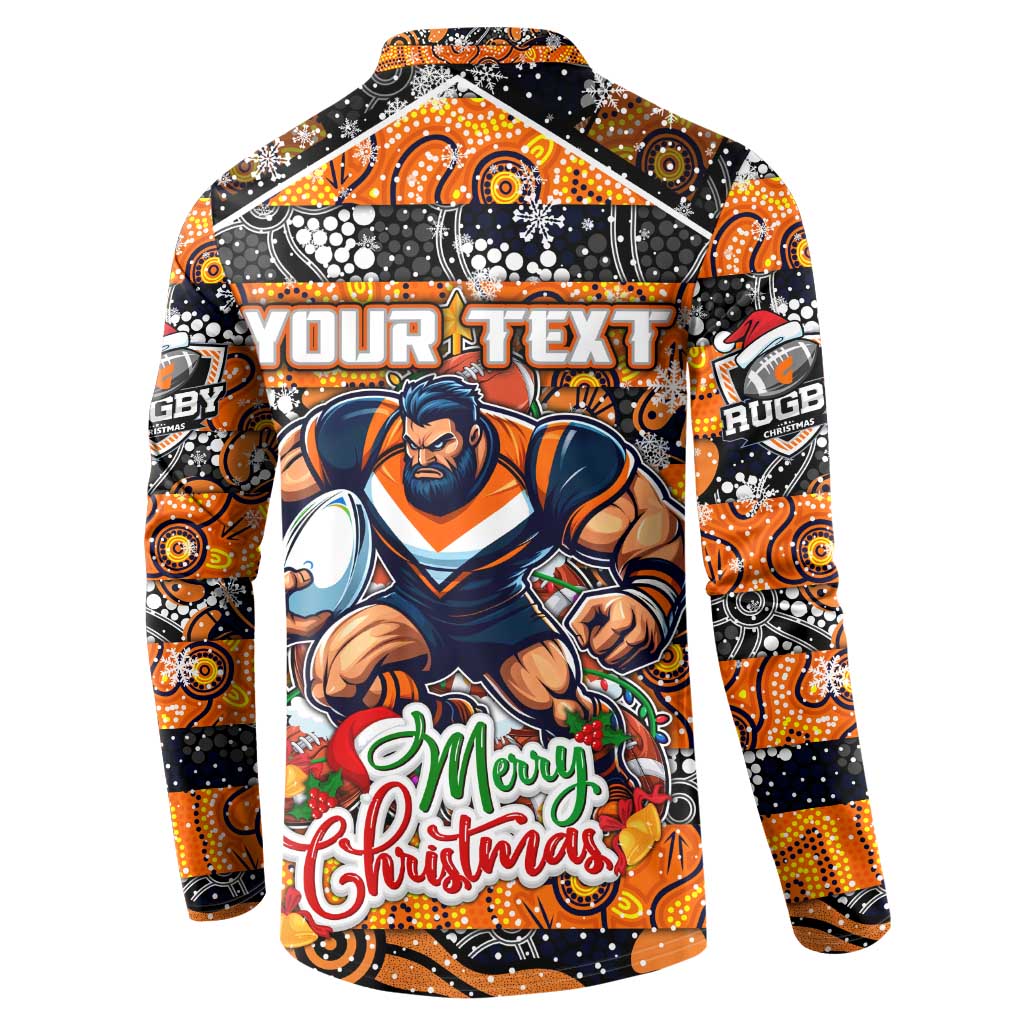 Custom Giants Rugby Merry Christmas Button Sweatshirt Indigenous Australian Art