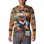 Custom Giants Rugby Merry Christmas Button Sweatshirt Indigenous Australian Art
