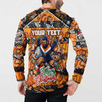 Custom Giants Rugby Merry Christmas Button Sweatshirt Indigenous Australian Art