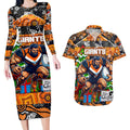 Custom Giants Rugby Merry Christmas Couples Matching Long Sleeve Bodycon Dress and Hawaiian Shirt Indigenous Australian Art