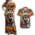 Custom Giants Rugby Merry Christmas Couples Matching Off Shoulder Maxi Dress and Hawaiian Shirt Indigenous Australian Art