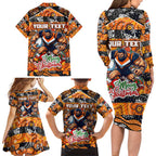 Custom Giants Rugby Merry Christmas Family Matching Long Sleeve Bodycon Dress and Hawaiian Shirt Indigenous Australian Art