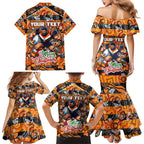 Custom Giants Rugby Merry Christmas Family Matching Mermaid Dress and Hawaiian Shirt Indigenous Australian Art