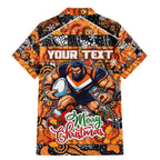 Custom Giants Rugby Merry Christmas Family Matching Mermaid Dress and Hawaiian Shirt Indigenous Australian Art