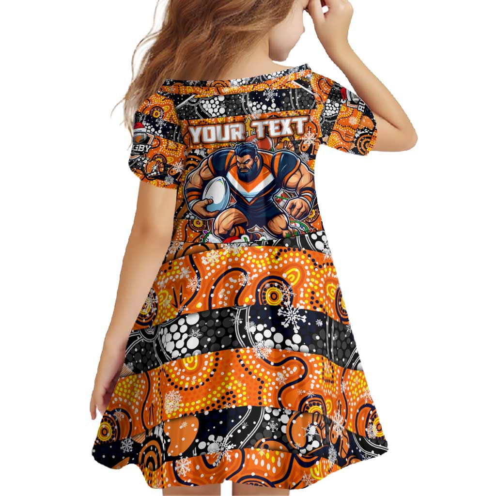 Custom Giants Rugby Merry Christmas Family Matching Off Shoulder Maxi Dress and Hawaiian Shirt Indigenous Australian Art