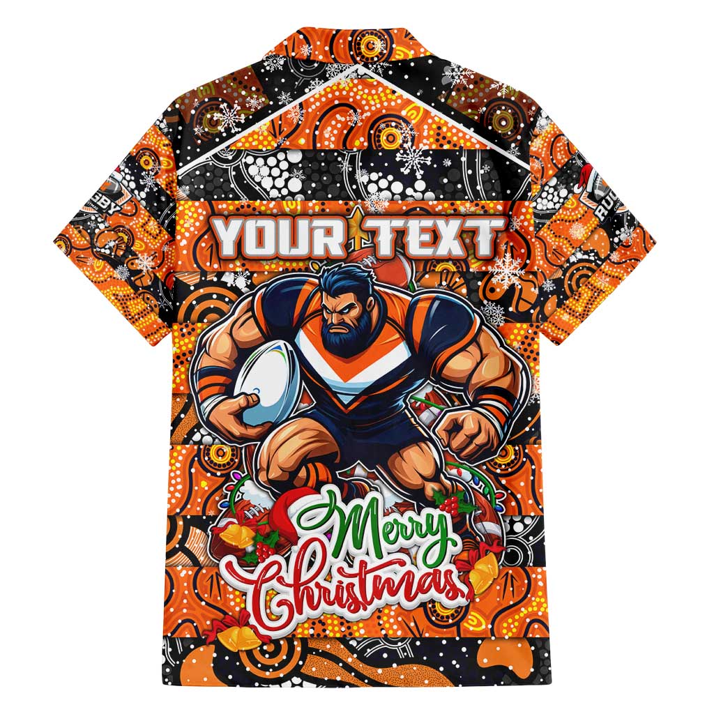 Custom Giants Rugby Merry Christmas Family Matching Off Shoulder Maxi Dress and Hawaiian Shirt Indigenous Australian Art