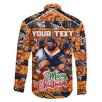 Custom Giants Rugby Merry Christmas Family Matching Puletasi and Hawaiian Shirt Indigenous Australian Art