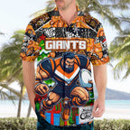 Custom Giants Rugby Merry Christmas Hawaiian Shirt Indigenous Australian Art