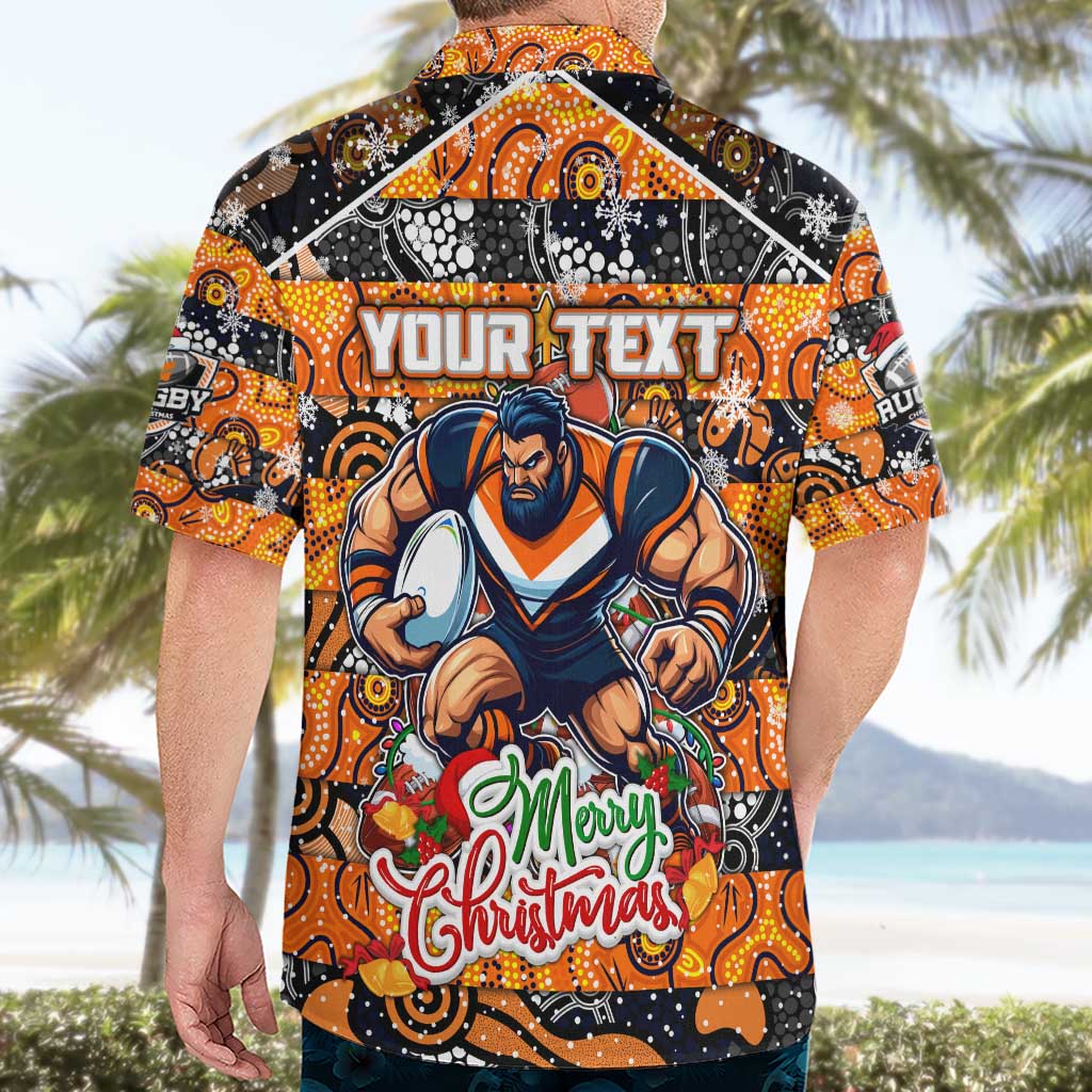 Custom Giants Rugby Merry Christmas Hawaiian Shirt Indigenous Australian Art