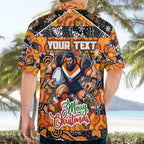 Custom Giants Rugby Merry Christmas Hawaiian Shirt Indigenous Australian Art