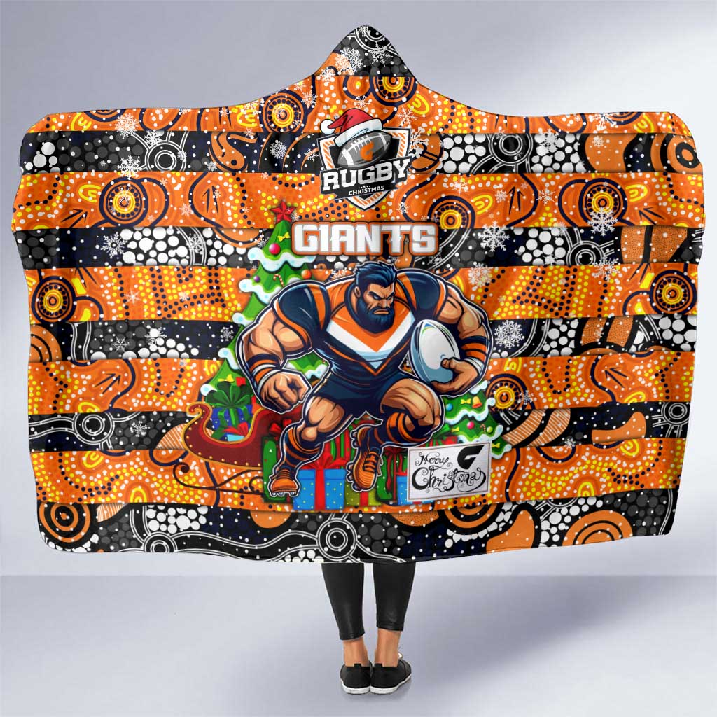 Giants Football Merry Christmas Hooded Blanket Indigenous Australian Art