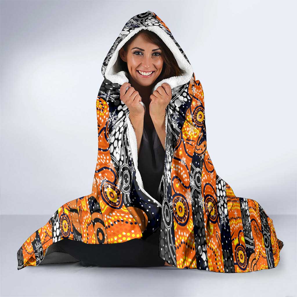 Giants Football Merry Christmas Hooded Blanket Indigenous Australian Art