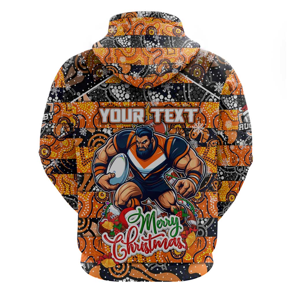 Custom Giants Rugby Merry Christmas Hoodie Indigenous Australian Art