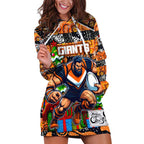Custom Giants Rugby Merry Christmas Hoodie Dress Indigenous Australian Art