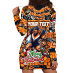Custom Giants Rugby Merry Christmas Hoodie Dress Indigenous Australian Art