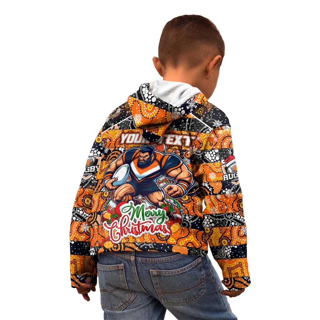Custom Giants Rugby Merry Christmas Kid Hoodie Indigenous Australian Art