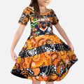 Custom Giants Rugby Merry Christmas Kid Short Sleeve Dress Indigenous Australian Art