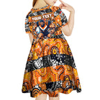 Custom Giants Rugby Merry Christmas Kid Short Sleeve Dress Indigenous Australian Art
