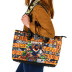 Giants Football Merry Christmas Leather Tote Bag Indigenous Australian Art
