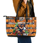 Giants Football Merry Christmas Leather Tote Bag Indigenous Australian Art