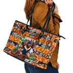 Giants Football Merry Christmas Leather Tote Bag Indigenous Australian Art