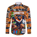 Custom Giants Rugby Merry Christmas Long Sleeve Button Shirt Indigenous Australian Art