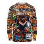 Custom Giants Rugby Merry Christmas Long Sleeve Shirt Indigenous Australian Art