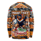Custom Giants Rugby Merry Christmas Long Sleeve Shirt Indigenous Australian Art
