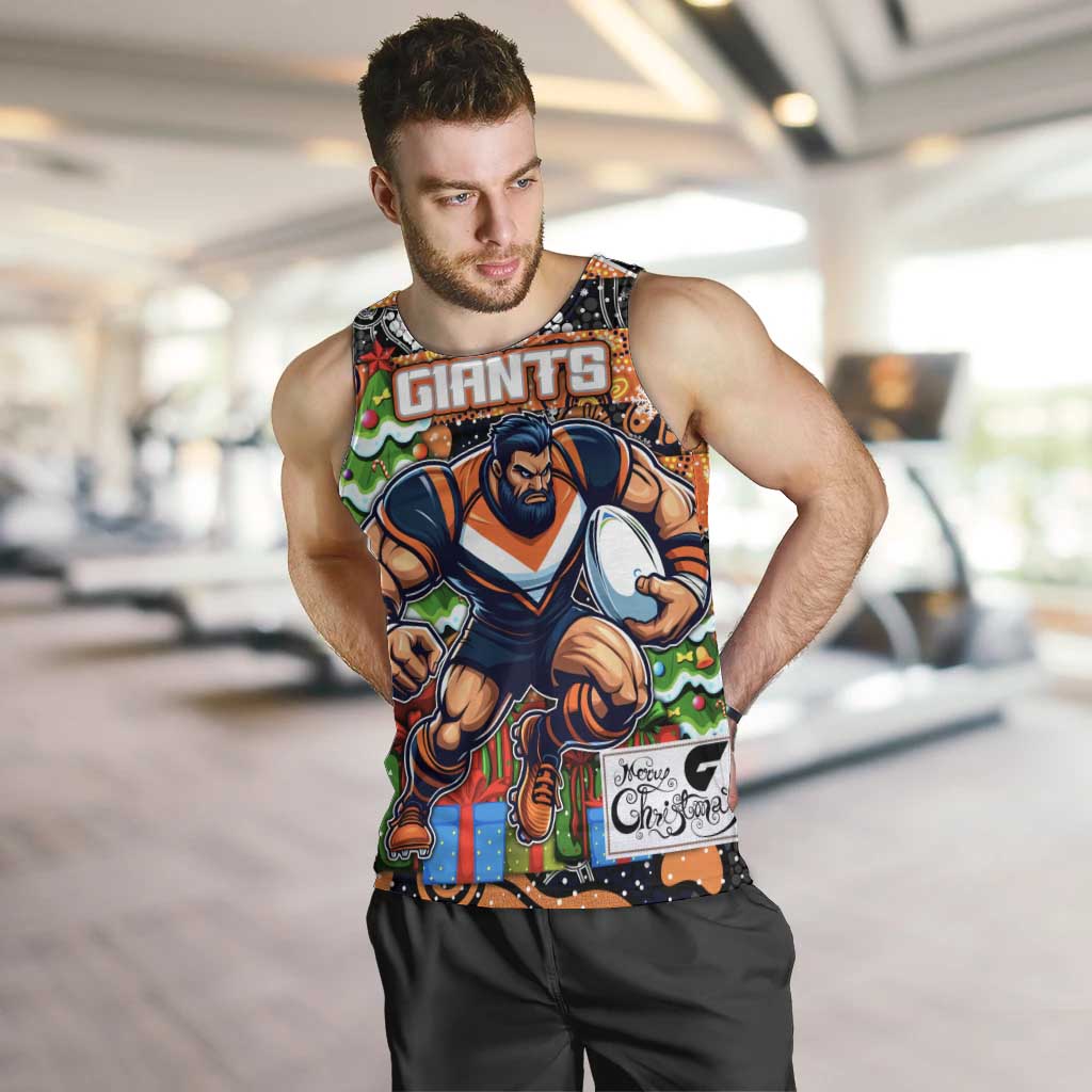 Custom Giants Rugby Merry Christmas Men Tank Top Indigenous Australian Art