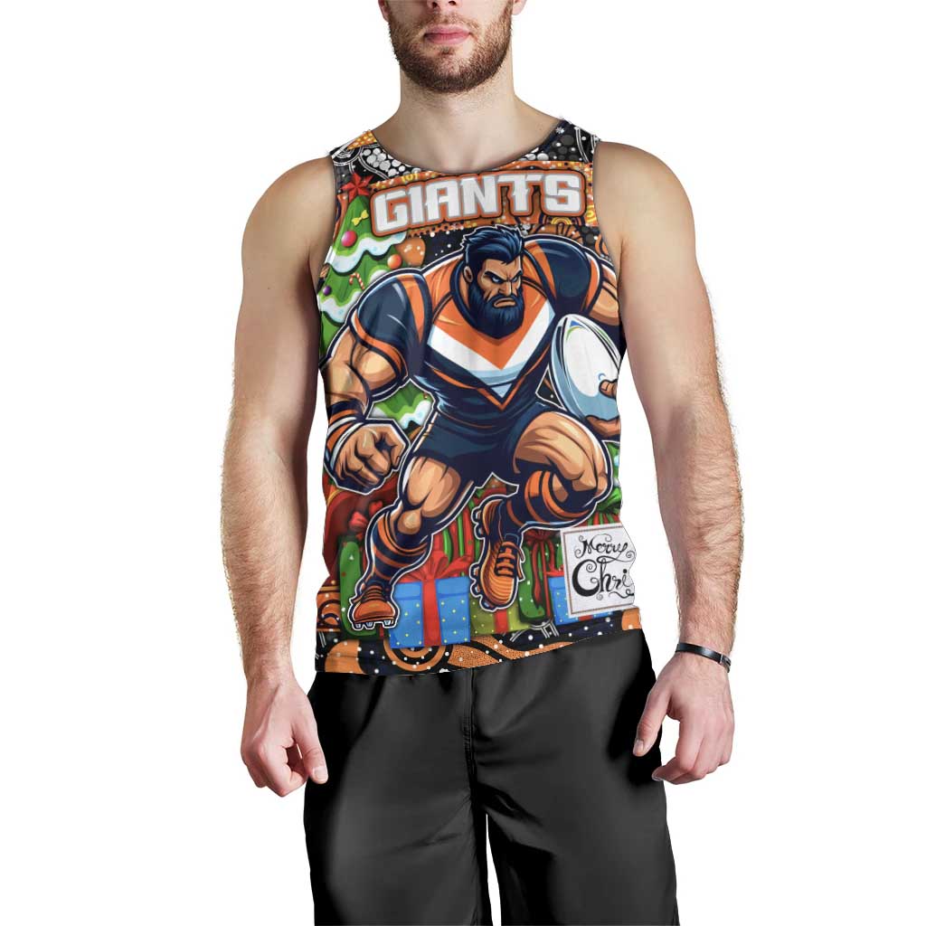 Custom Giants Rugby Merry Christmas Men Tank Top Indigenous Australian Art