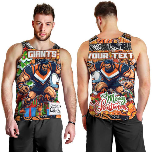 Custom Giants Rugby Merry Christmas Men Tank Top Indigenous Australian Art