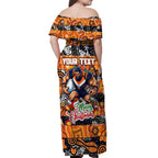 Custom Giants Rugby Merry Christmas Off Shoulder Maxi Dress Indigenous Australian Art