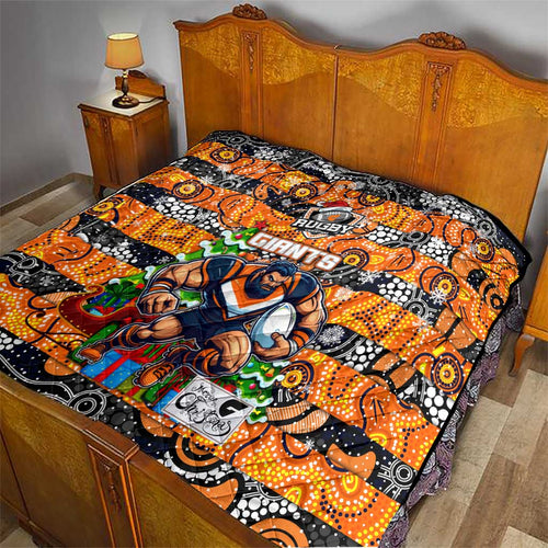 Giants Football Merry Christmas Quilt Indigenous Australian Art