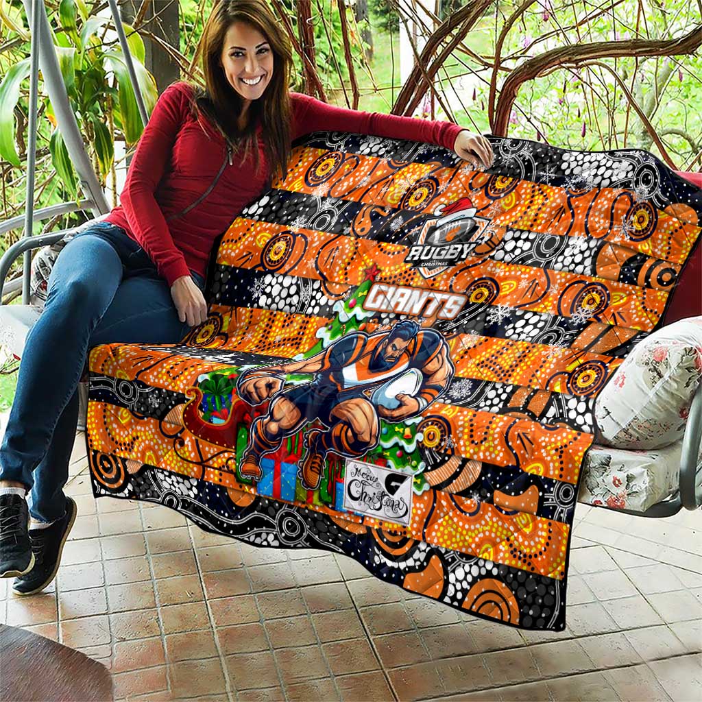 Giants Football Merry Christmas Quilt Indigenous Australian Art