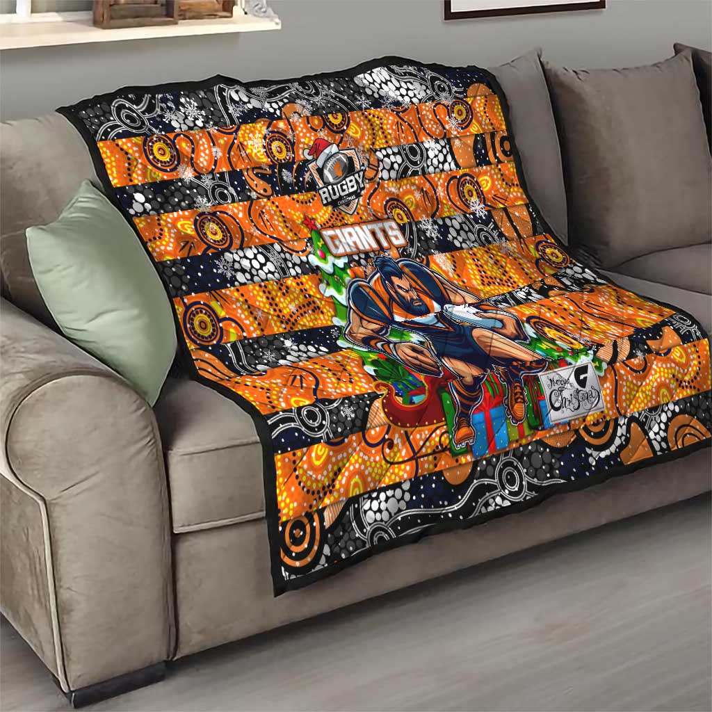 Giants Football Merry Christmas Quilt Indigenous Australian Art