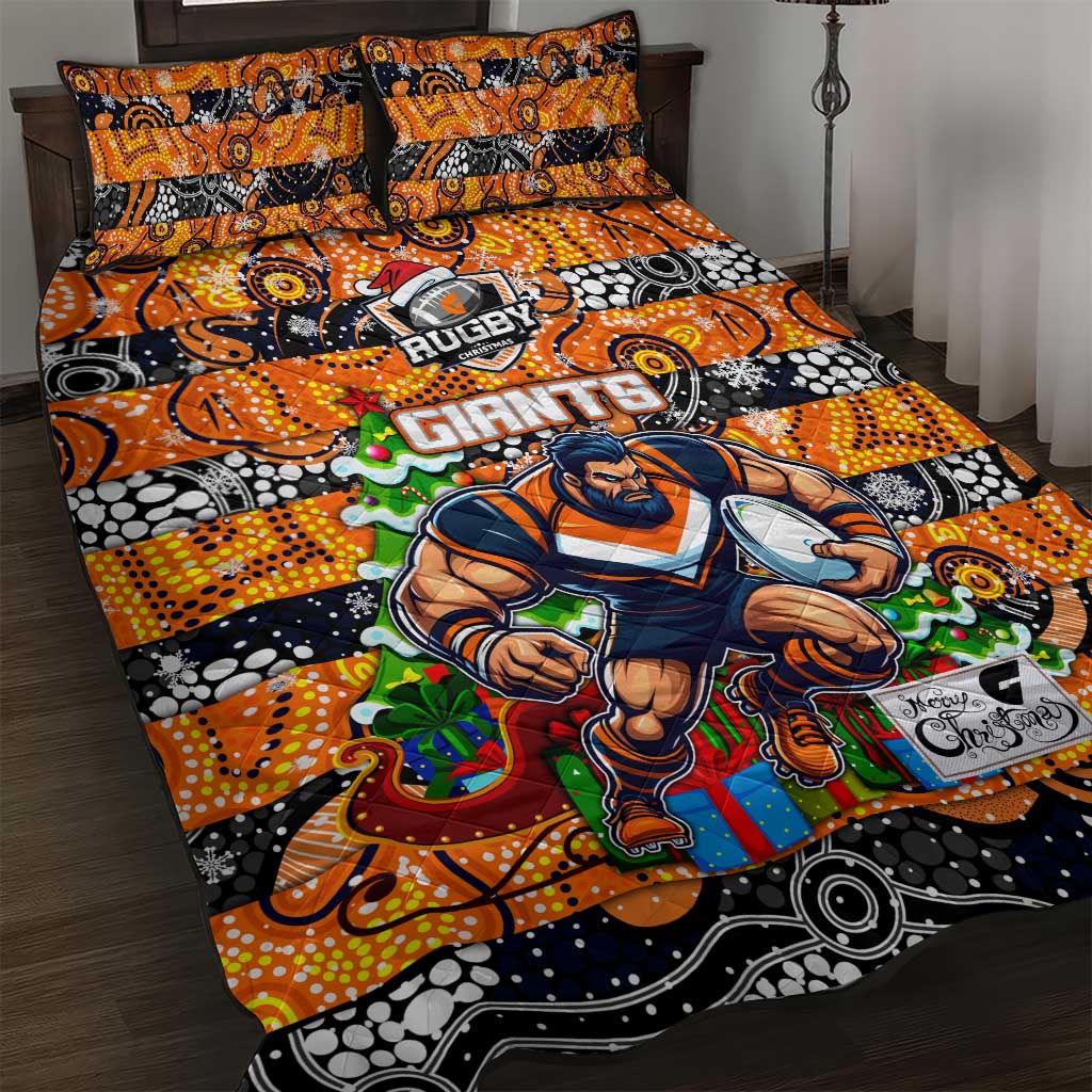 Giants Football Merry Christmas Quilt Bed Set Indigenous Australian Art