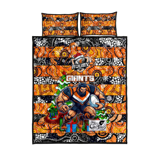 Giants Football Merry Christmas Quilt Bed Set Indigenous Australian Art