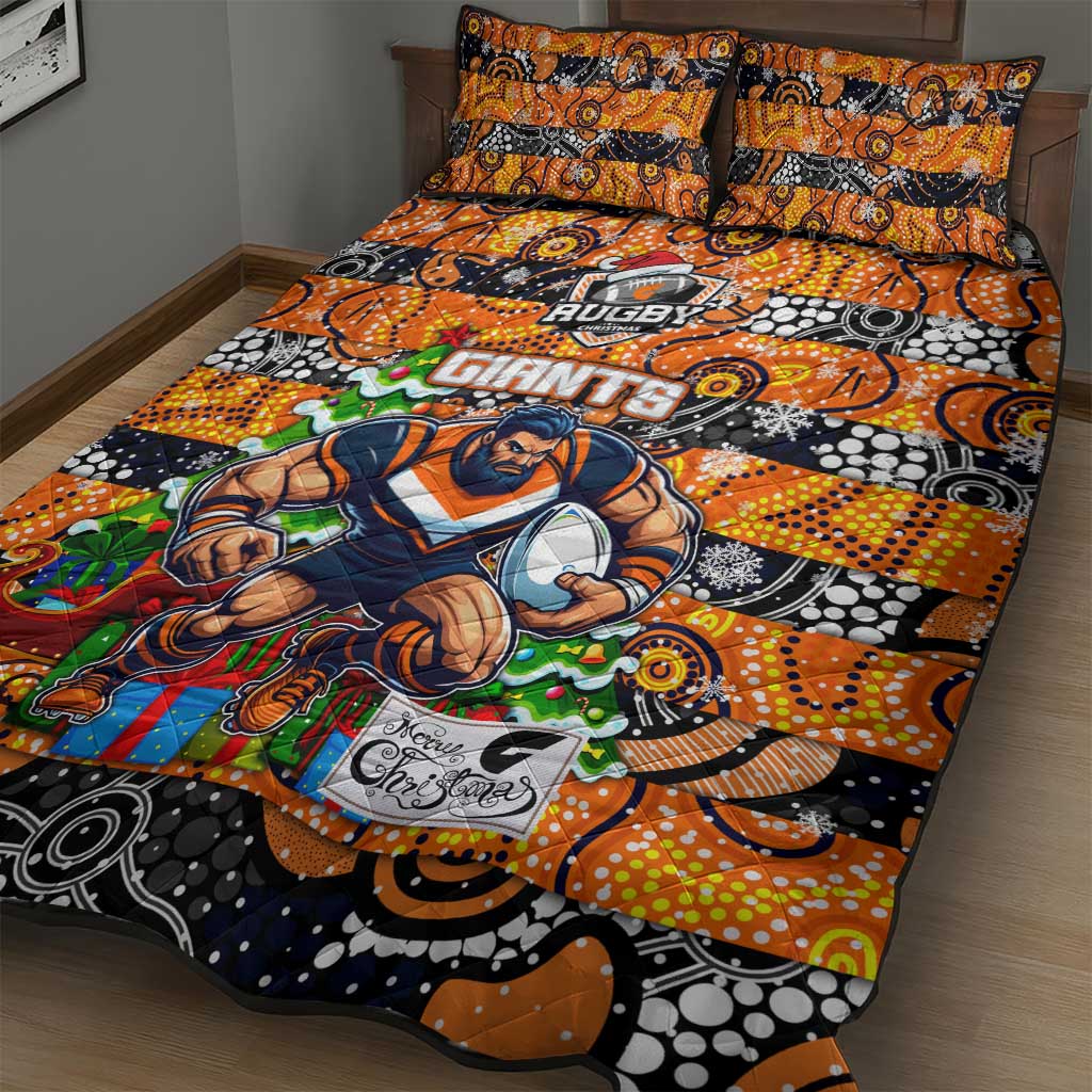 Giants Football Merry Christmas Quilt Bed Set Indigenous Australian Art