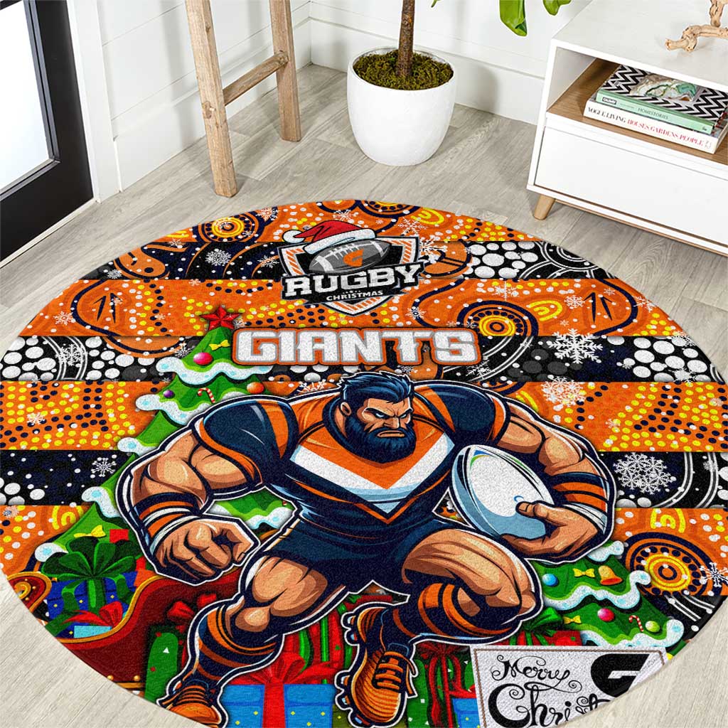 Giants Football Merry Christmas Round Carpet Indigenous Australian Art