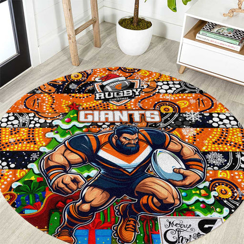 Giants Football Merry Christmas Round Carpet Indigenous Australian Art