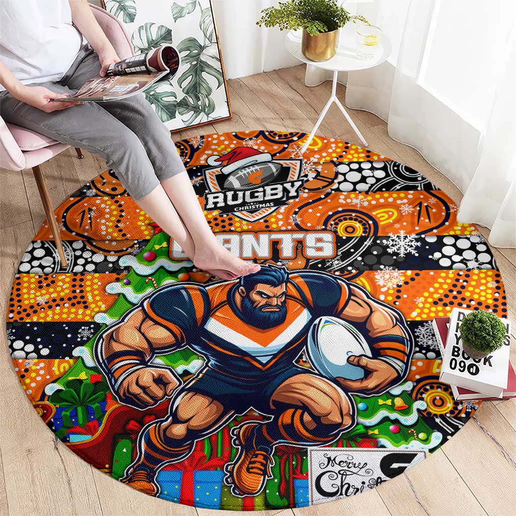 Giants Football Merry Christmas Round Carpet Indigenous Australian Art
