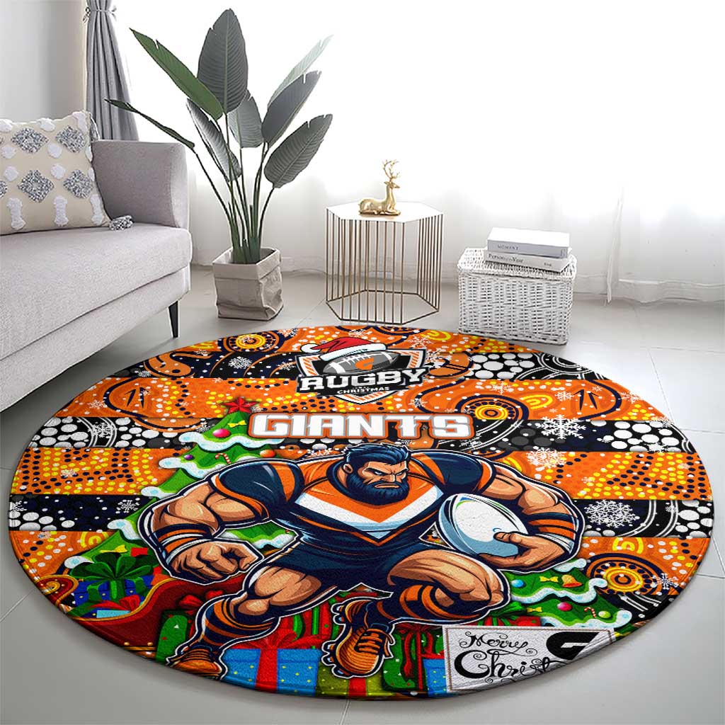 Giants Football Merry Christmas Round Carpet Indigenous Australian Art